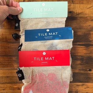 Tile Mat Set in Aqua, Blue, and Red